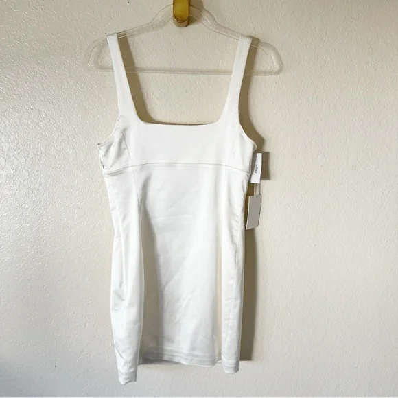 Aritzia Cream Square Neck Fitted Mini Dress - Picture 13 of 13